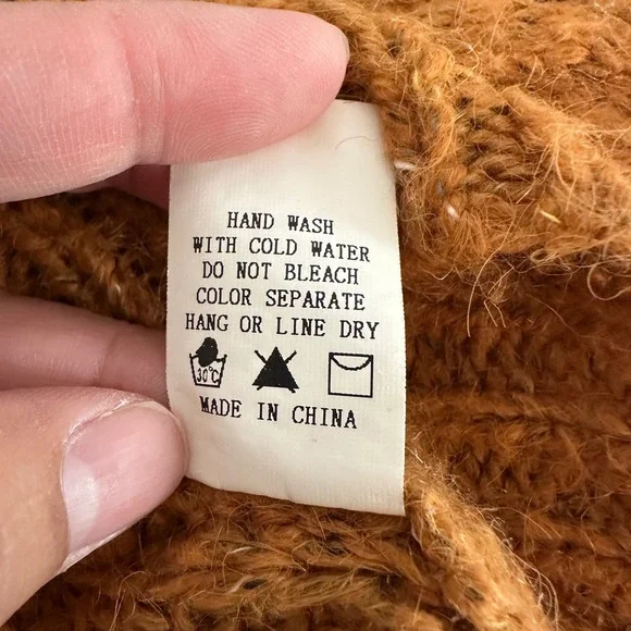 Dreamers‎ by Debut Women XL Cable Knit Pom Pom Cropped Sweater Honeycomb Autumn - Picture 7 of 9